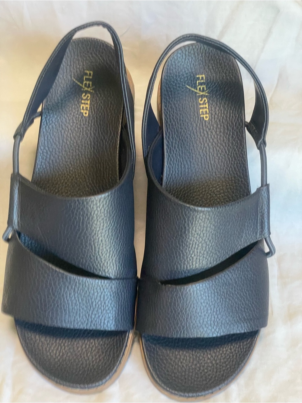 Navy Leather Slingback Sandals size 11W